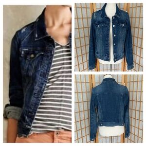 Anthropologie Pilcro and The Letterpress Distressed Denim Jean Jacket SZ L
